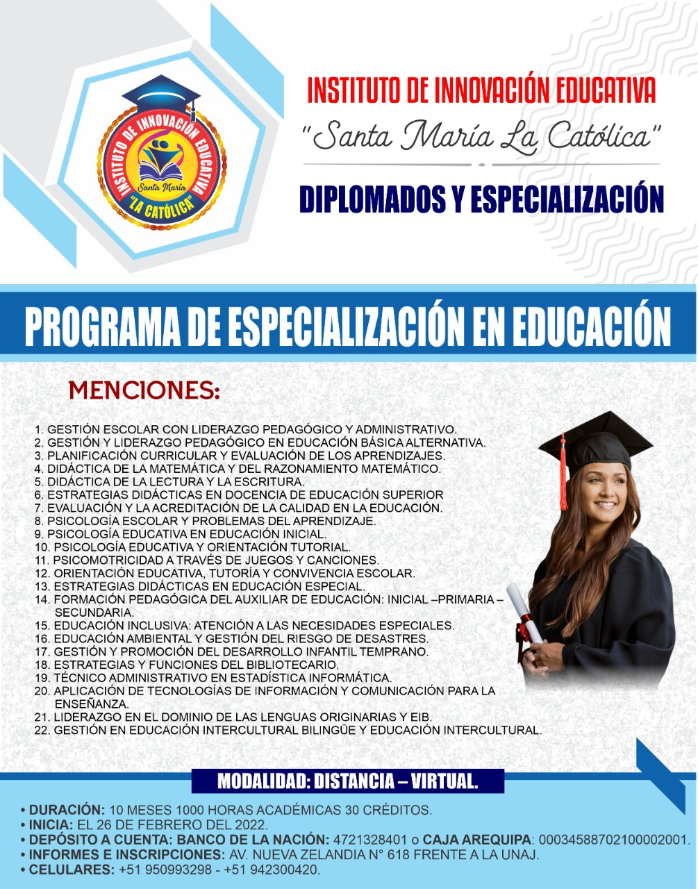 DIPLOMADOS Y ESPECILIZACION "PROGRAMA DE ESPECIALIZACION EN EDUCACION"